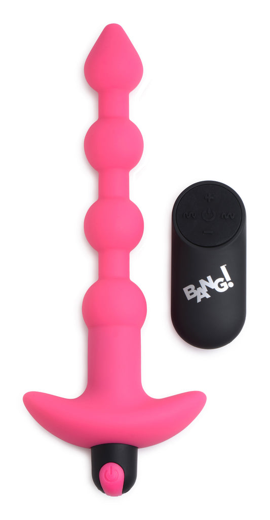 Bang - Vibrating Silicone Anal Beads and Remote Control - Pink BNG-AG614-PNK